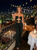 Cut-out,strapless Jumpsuit That Flares Out