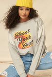 Heather Grey Vintage-style Shoot Your Shot Graphic Sweatshirt