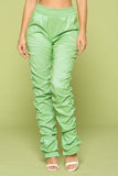 Lime Faux Leather Ruched Pants