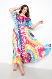 Colorful Off the Shoulder Maxi Dress